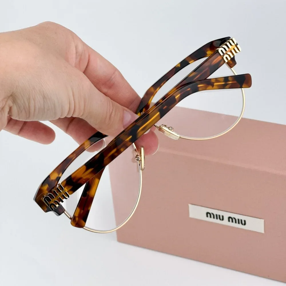 Miu Miu MU09ZS 19P08N BRAND NEW Eyeglasses Cork Trotoise Clear Blue Light Filter